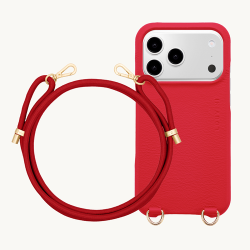 Coque iPhone MAX MagSafe Rouge & cordon TESSA Rouge