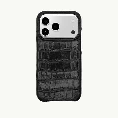 Coque iPhone MagSafe cuir MAX - Crocodile Noir