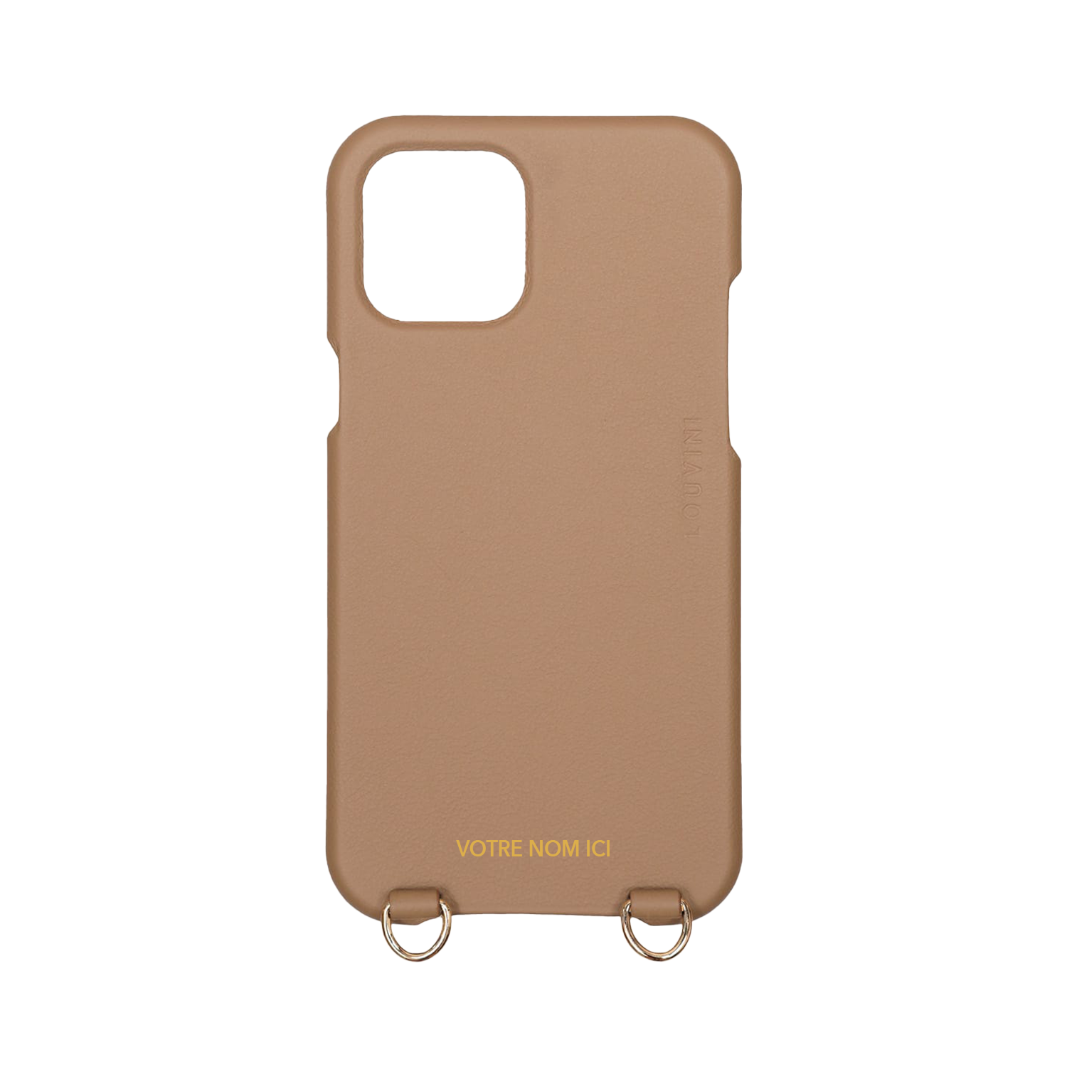 COQUE IPHONE MAGSAFE CUIR AVEC ANNEAUX MAX - CAMEL (PERSONNALISABLE)