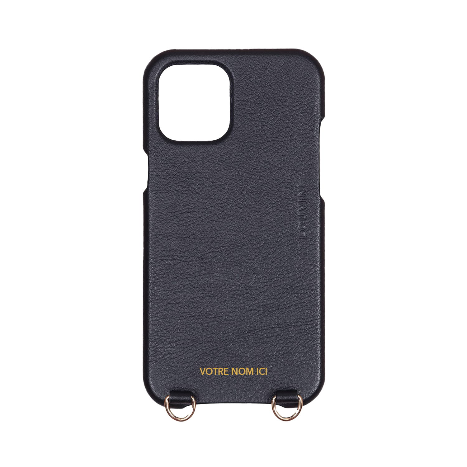 COQUE IPHONE MAGSAFE CUIR AVEC ANNEAUX MAX - NOIR (PERSONNALISABLE)