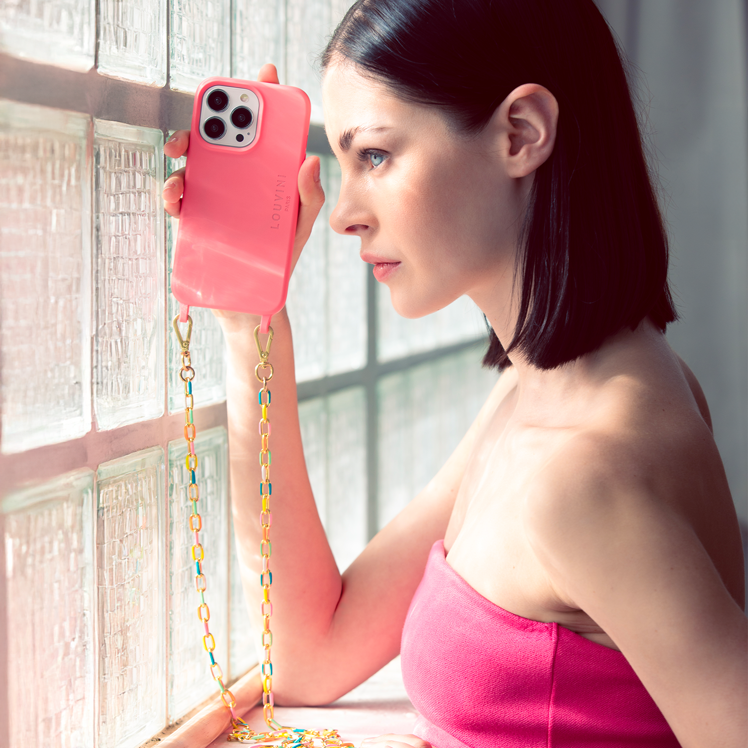 Coque iPhone MagSafe avec anneaux MILO - Rose