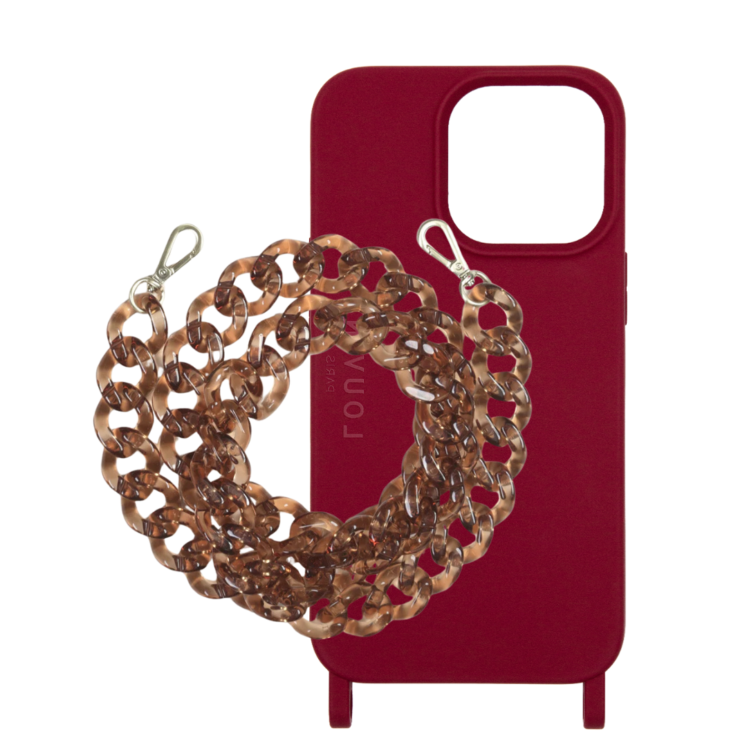 Coque MILO iPhone Bordeaux & chaîne ZOÉ Ambre