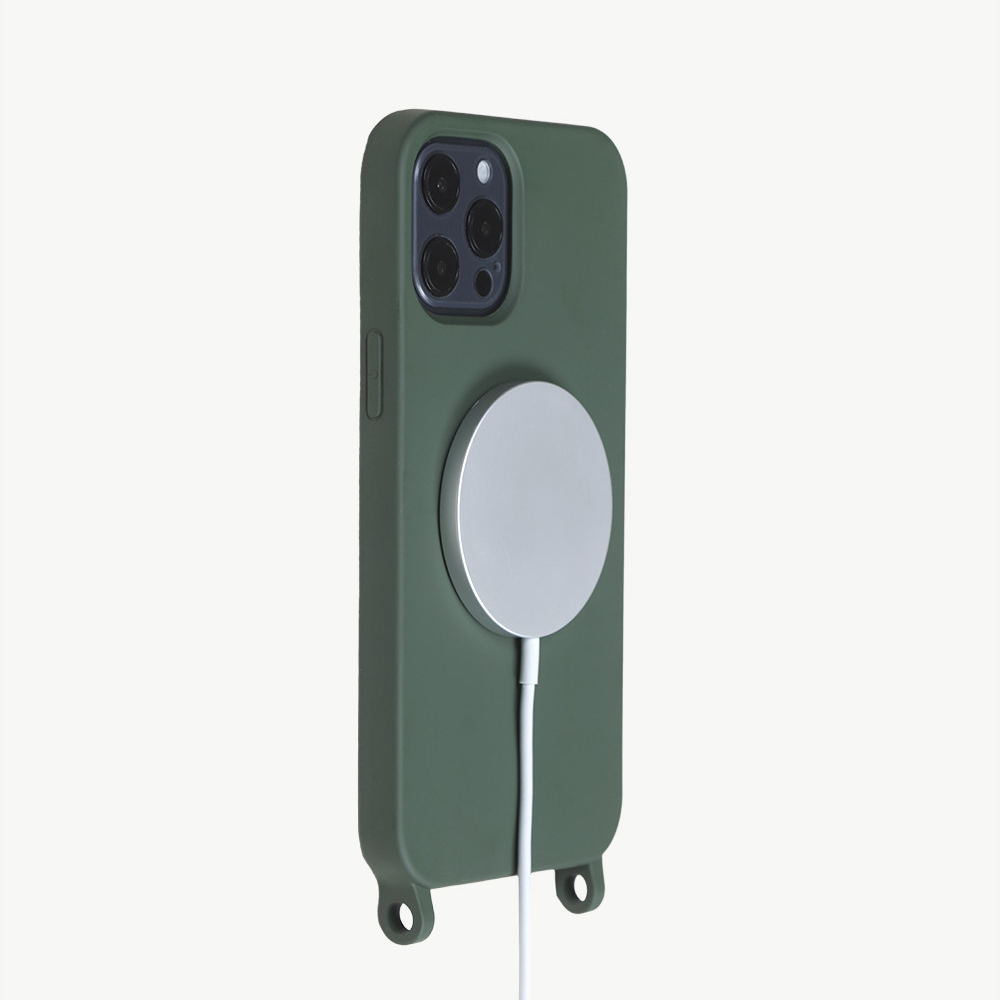 Coque Milo iPhone Olive & chaîne Zoé Vert-Jade