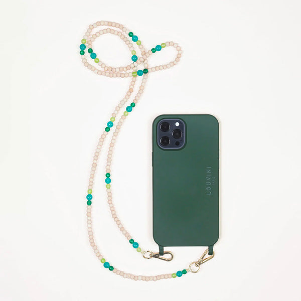 Coque Milo iPhone Olive & chaîne Arielle Turquoise