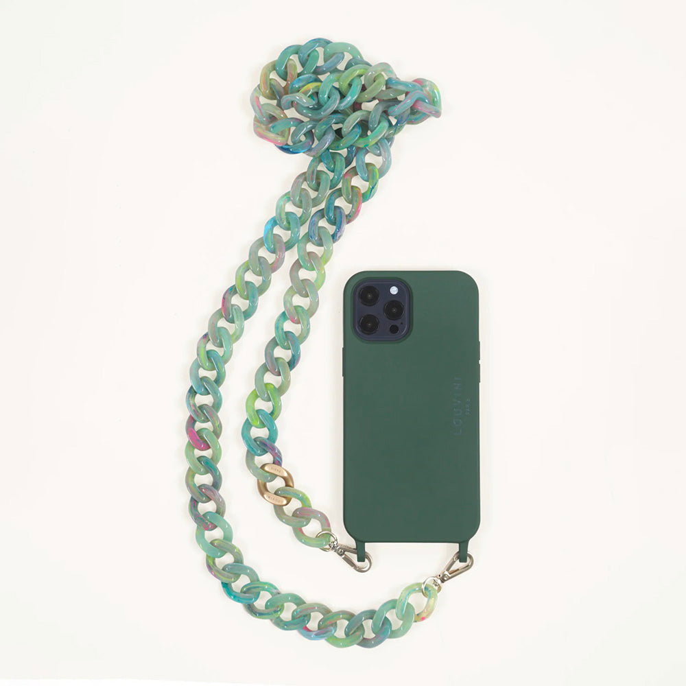 Coque Milo iPhone Olive & chaîne Zoé Vert-Jade