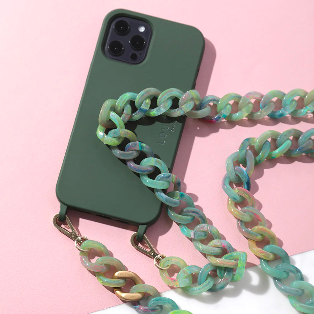 Coque Milo iPhone Olive & chaîne Zoé Vert-Jade