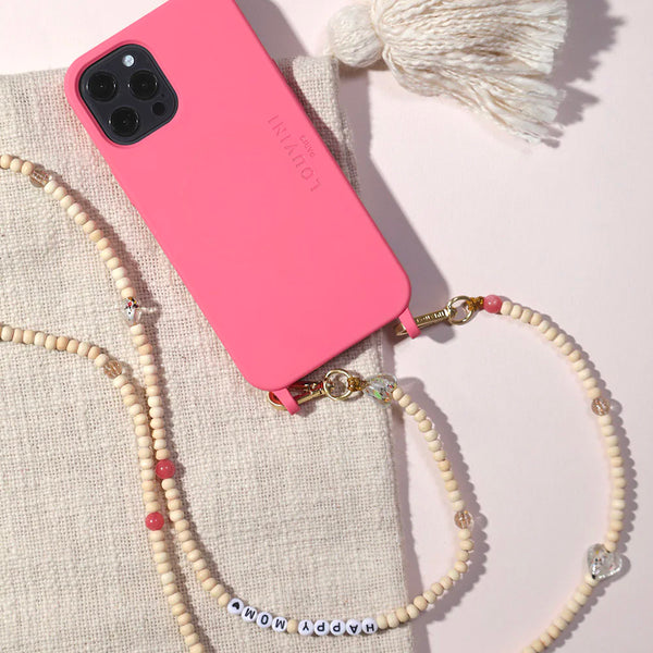 Milo Pink iPhone Case & Arielle "Happy Mom" Chain