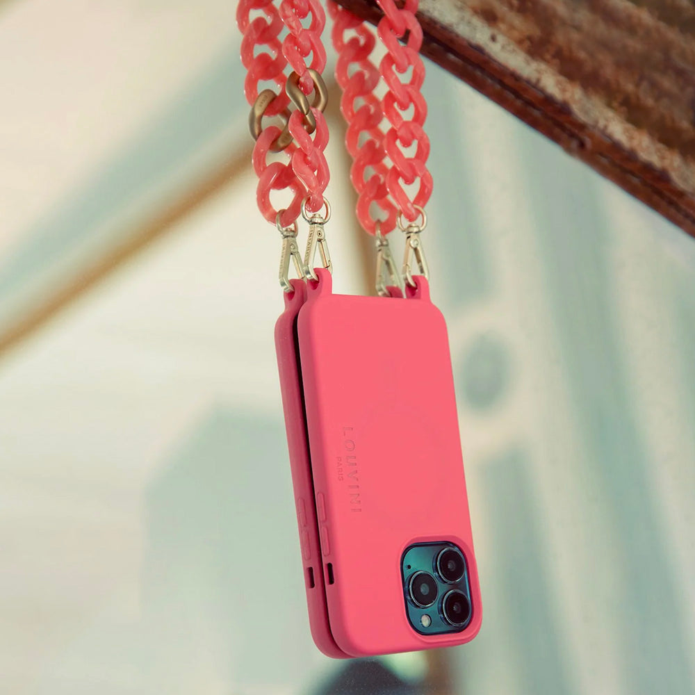 Coque Milo iPhone Rose & chaîne Zoé Corail