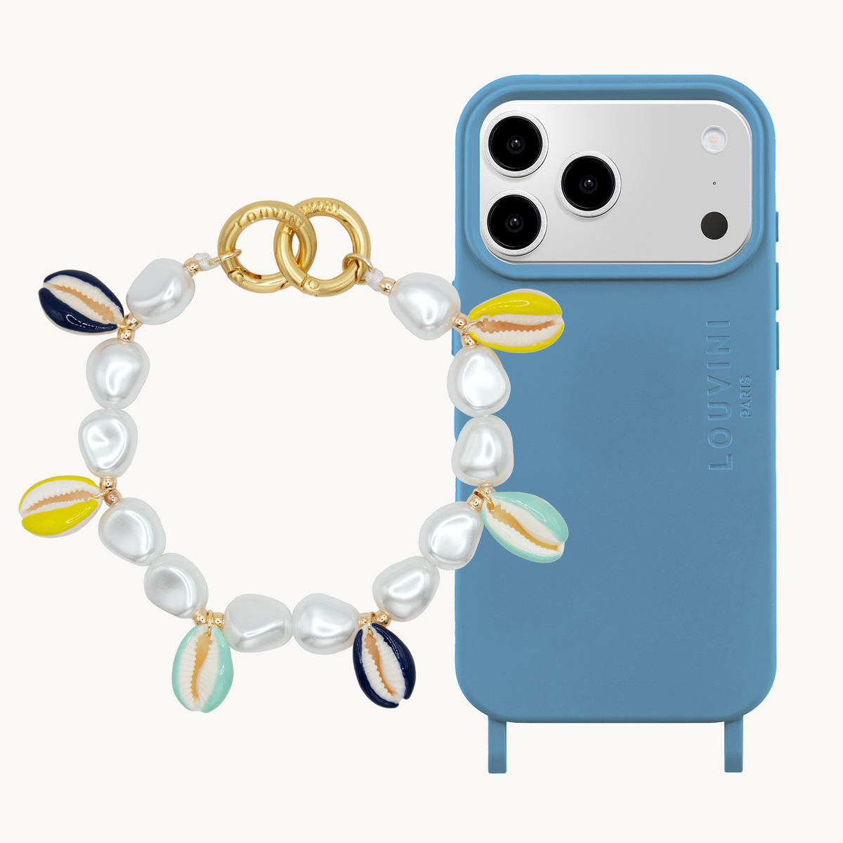 Coque iPhone MagSafe MILO Bleu Azur & Bracelet PETIT GAIA Ocean