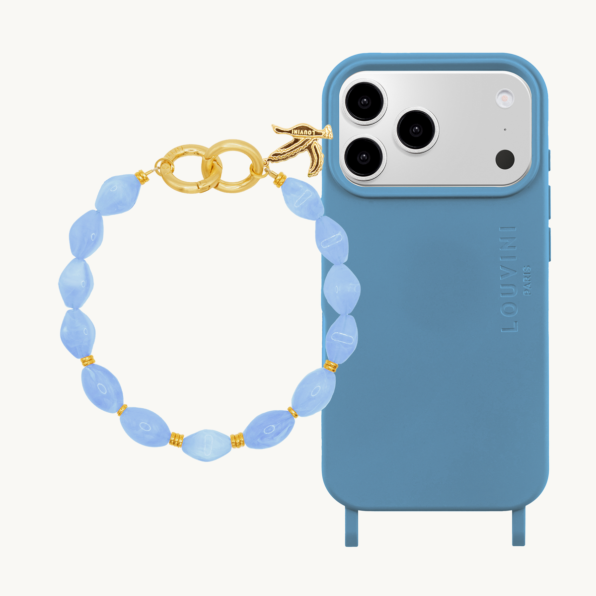 Coque iPhone MagSafe MILO Bleu Azur & Bracelet PETIT RITA Bleu Ciel