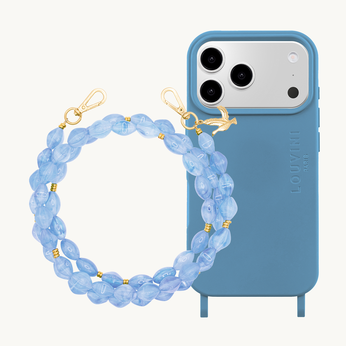 Coque iPhone MagSafe MILO Bleu Azur & Chaîne RITA - Bleu Ciel