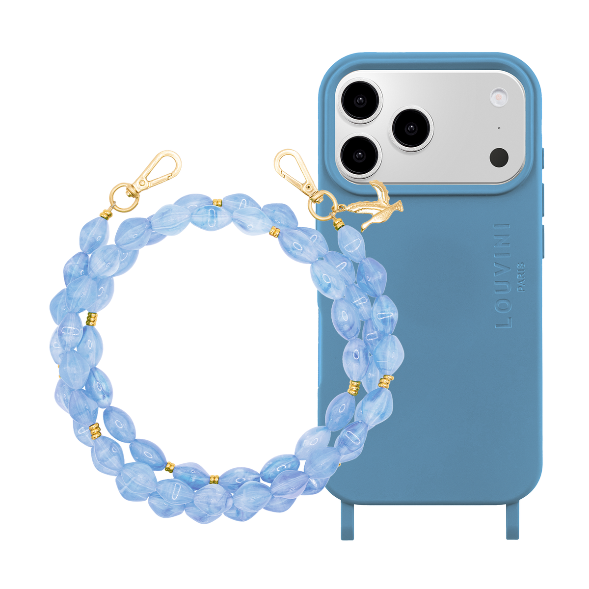 Coque iPhone MagSafe MILO Bleu Azur & Chaîne RITA - Bleu Ciel