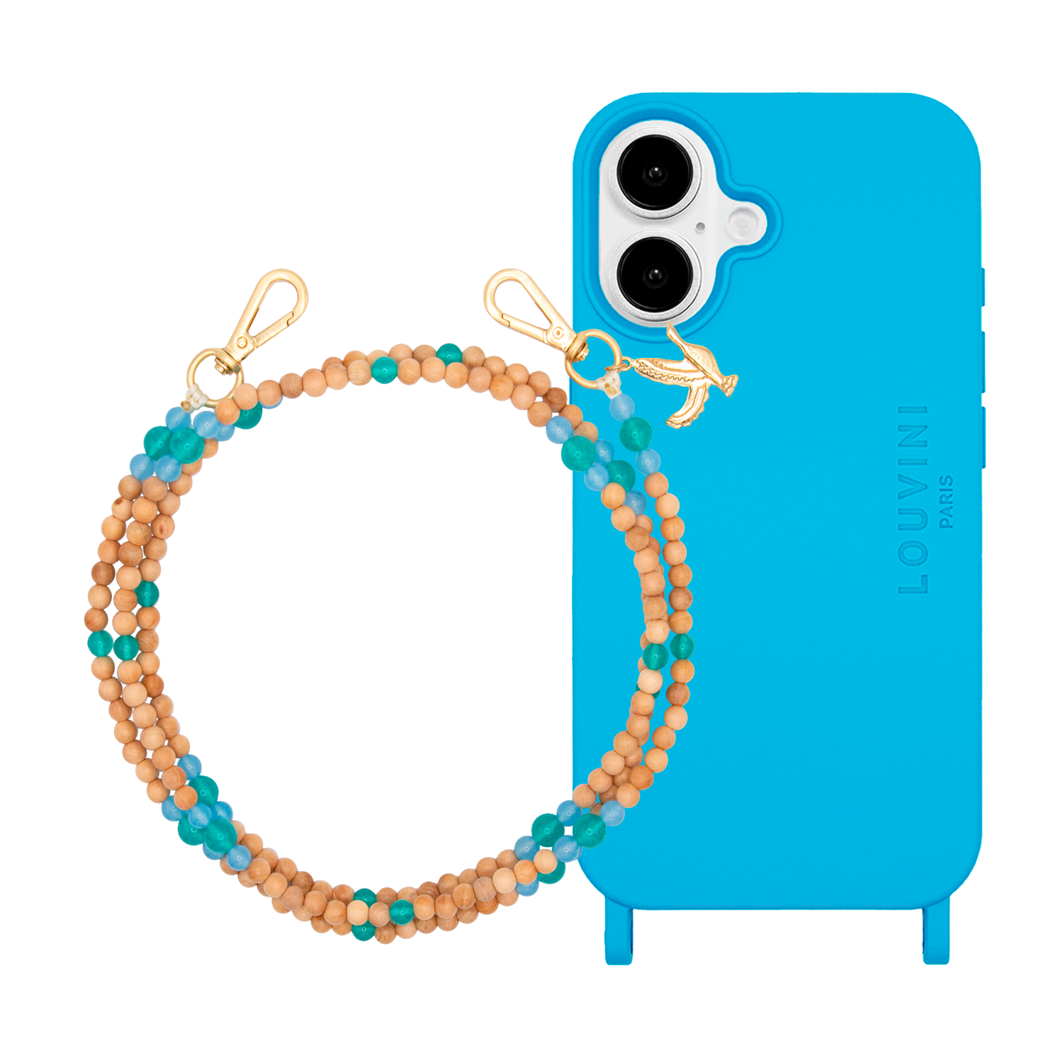 Coque iPhone MagSafe MILO Bleu & Bandoulière ARIELLE Turquoise