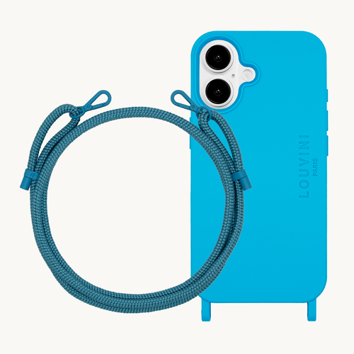 Coque iPhone MagSafe MILO Bleu & Cordon SAM Bleu
