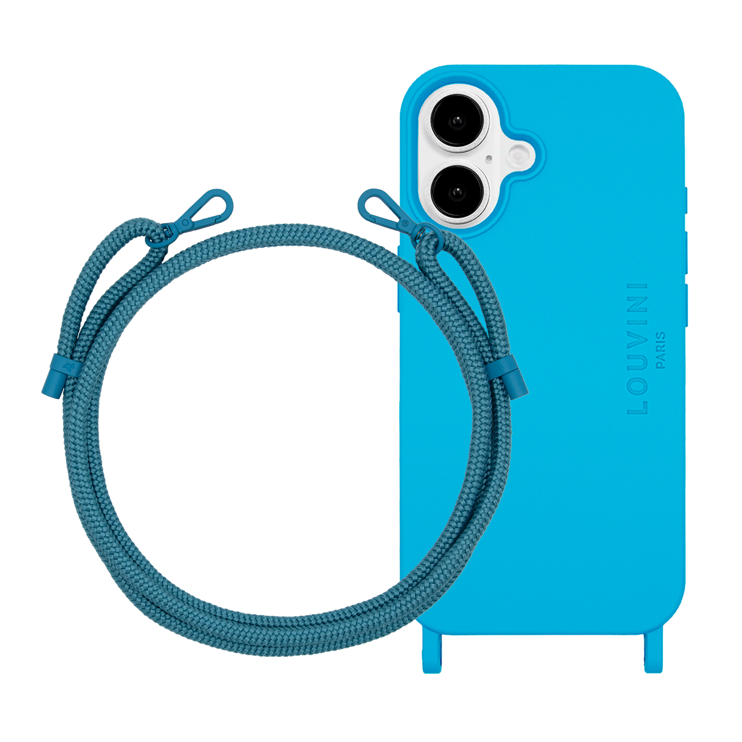 Coque iPhone MagSafe MILO Bleu & Cordon SAM Bleu