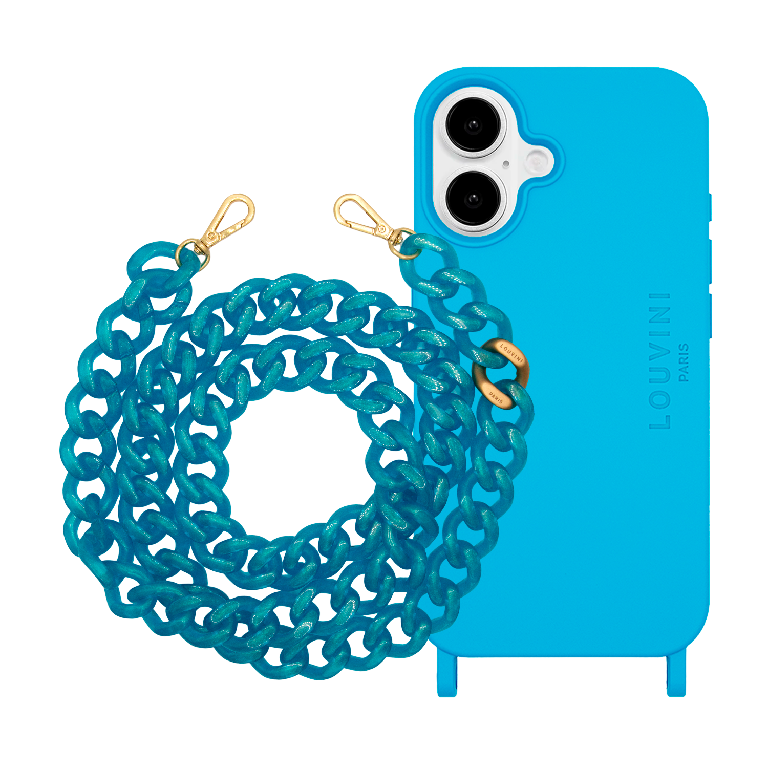 Coque iPhone MILO MagSafe Bleu & chaîne ZOE Bleu Glacé