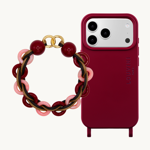 Coque iPhone MagSafe MILO Bordeaux & Bracelet DOLLY Cherry Blossom