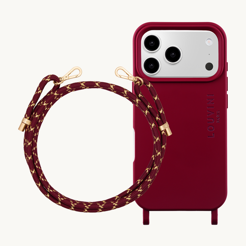 Coque iPhone MagSafe MILO Bordeaux & Cordon TESSA Bordeaux Doré