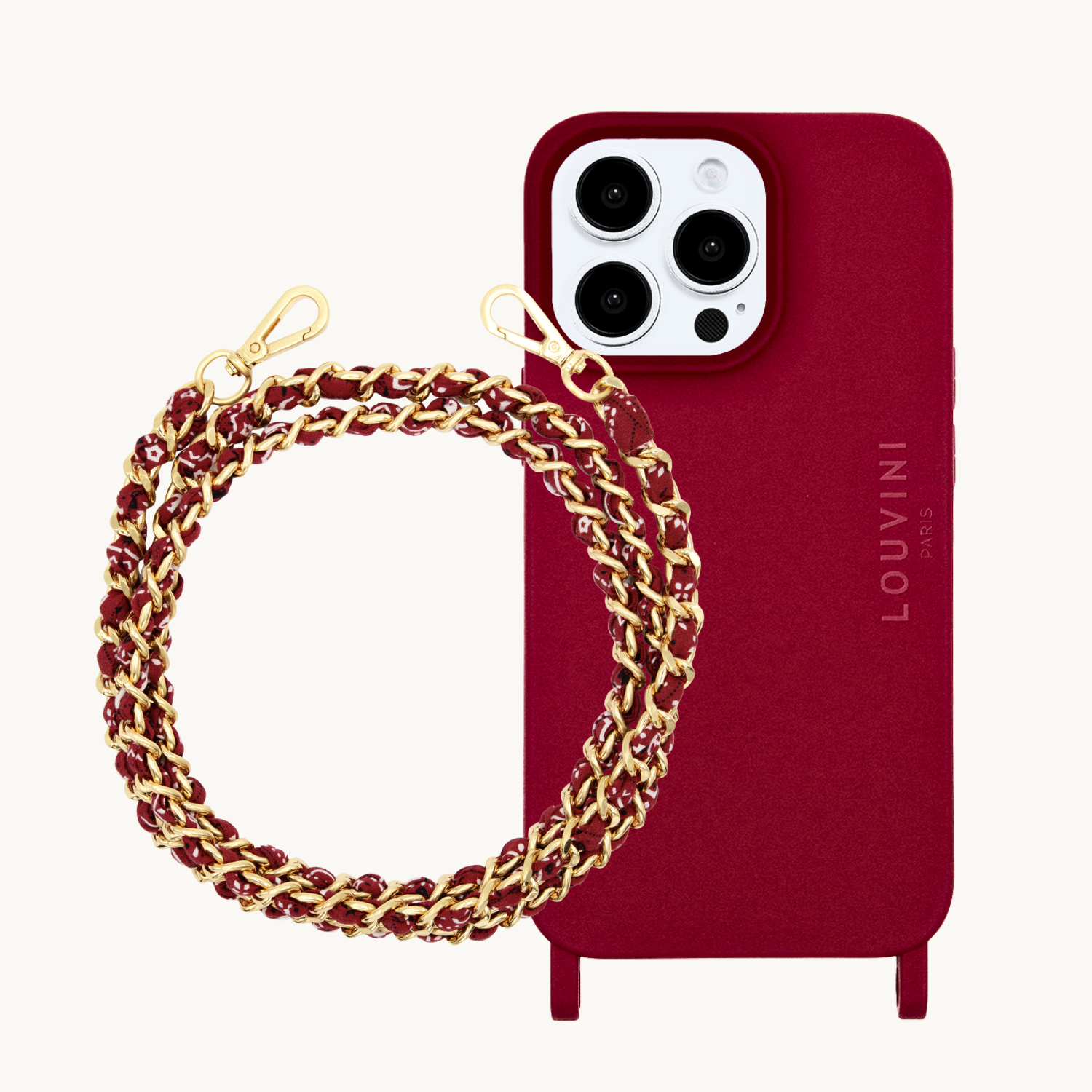 ensemble coque pour téléphone Bordeaux avec chaîne bandana bordeaux