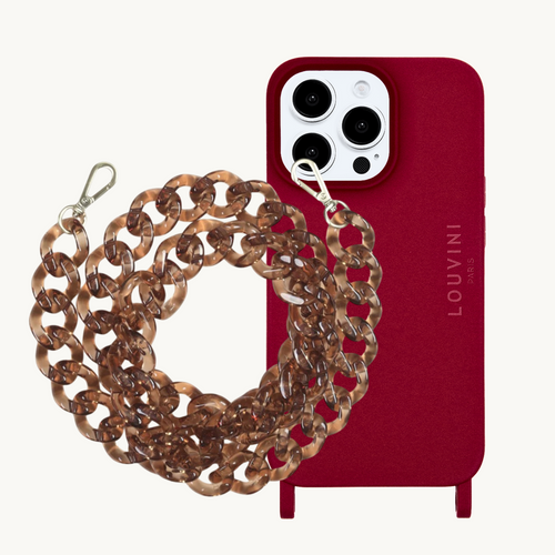 Coque iPhone MILO MagSafe Bordeaux & chaîne ZOE Ambre