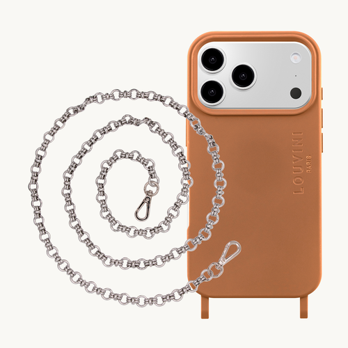 Coque iPhone MagSafe MILO Cannelle & Chaîne BECKY Argenté