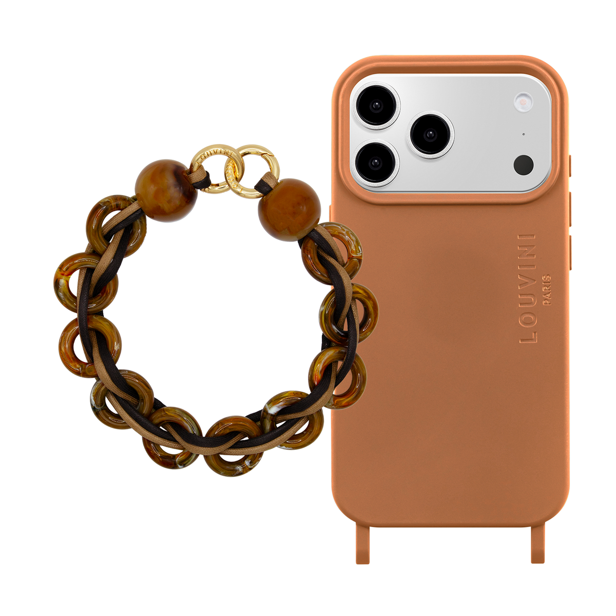 Coque iPhone MagSafe MILO Cannelle & Bracelet DOLLY Camel