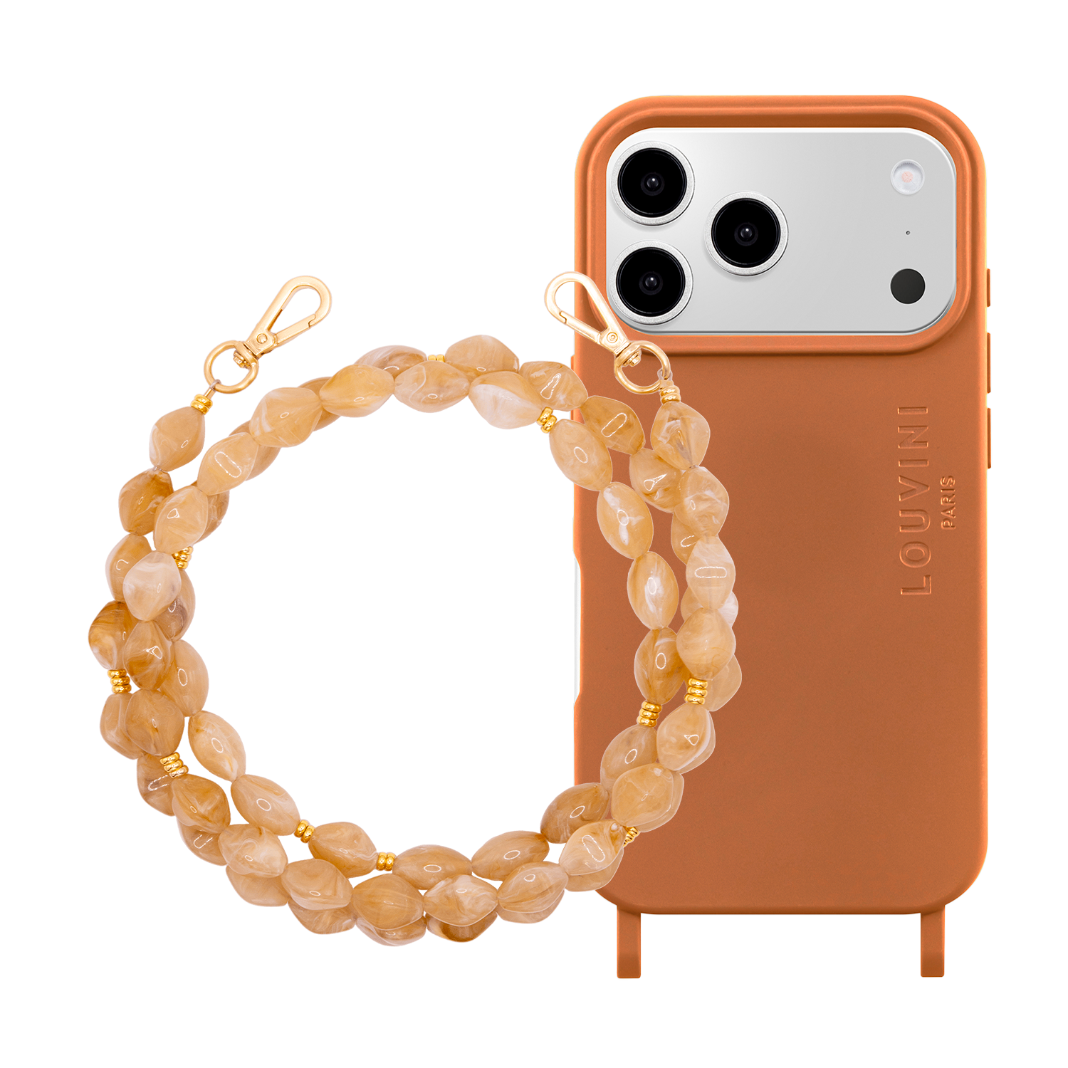 Coque iPhone MagSafe MILO Cannelle & Chaîne RITA Marron Clair