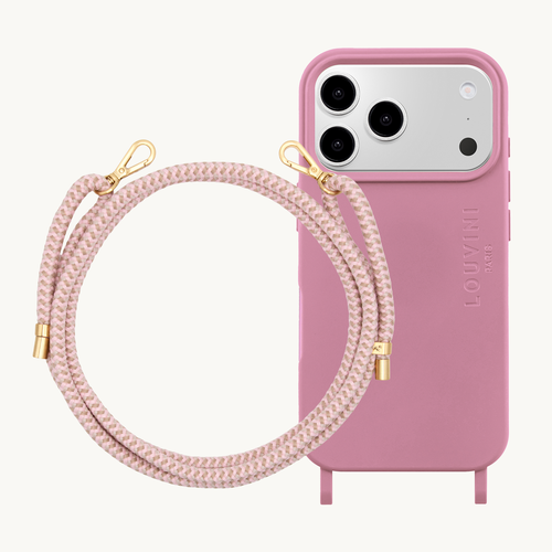 Coque iPhone MagSafe MILO Dusty Pink & Cordon TESSA Multicolore Rose-Taupe