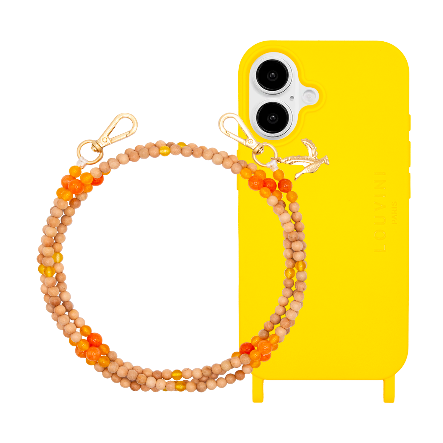 Coque iPhone MILO Jaune & Bandoulière ARIELLE Sunrise