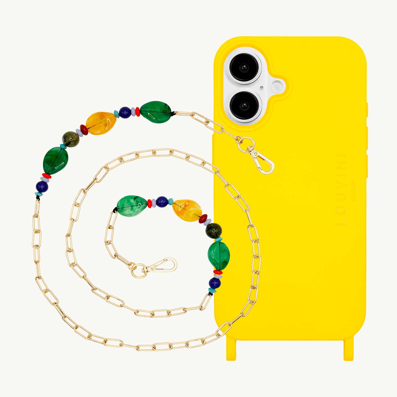 Coque iPhone MILO Jaune & Chaîne BELLA
