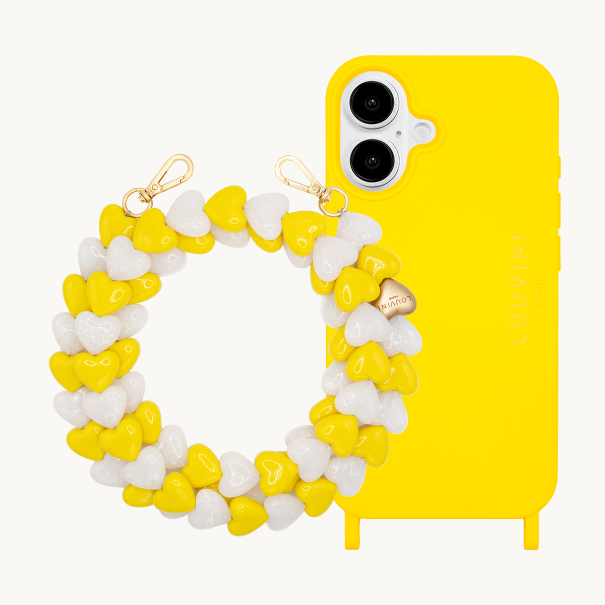 Coque iPhone MILO Jaune & Chaîne CUORE Jaune-Blanc