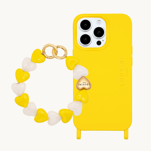 ensemble coque de téléphone en TPU avec bracelet en coeur en résine