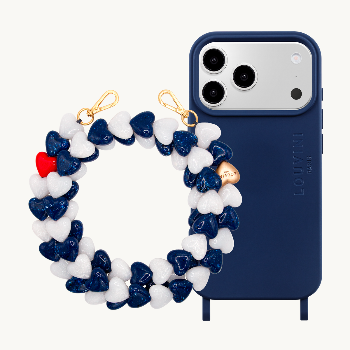 Coque iPhone MagSafe MILO Marine & Chaîne CUORE Marine-Blanc