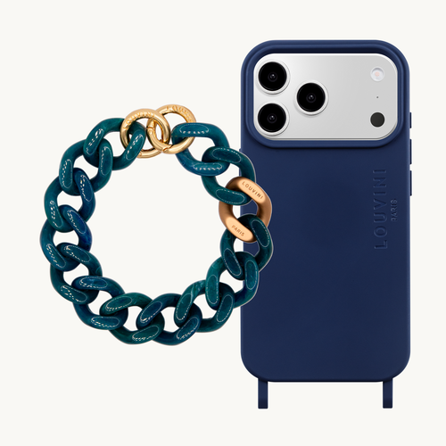 Coque iPhone MagSafe MILO Marine & Bracelet PETIT ZOE Bleu-Vert