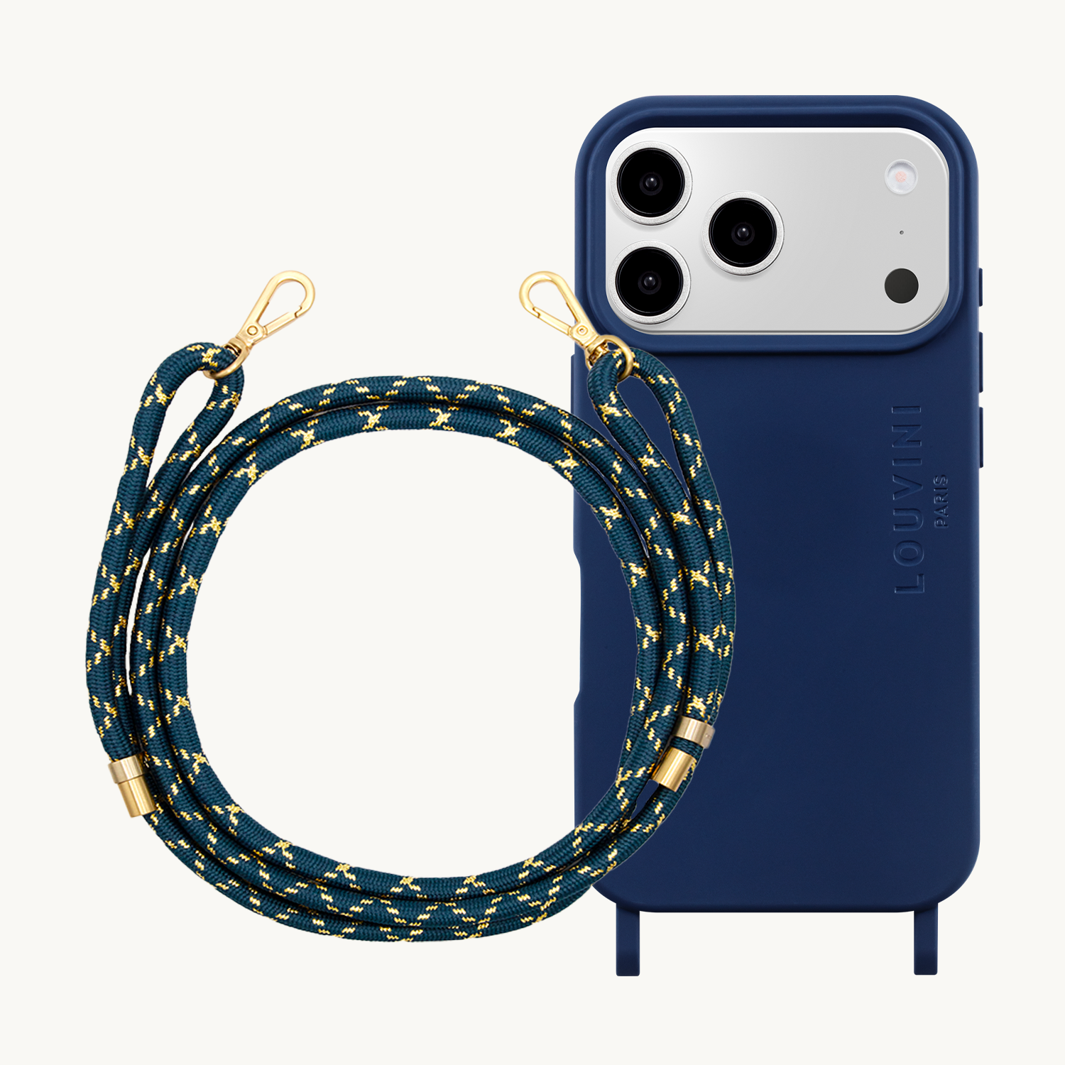 Coque iPhone MagSafe MILO Marine & Cordon TESSA Marine-Doré