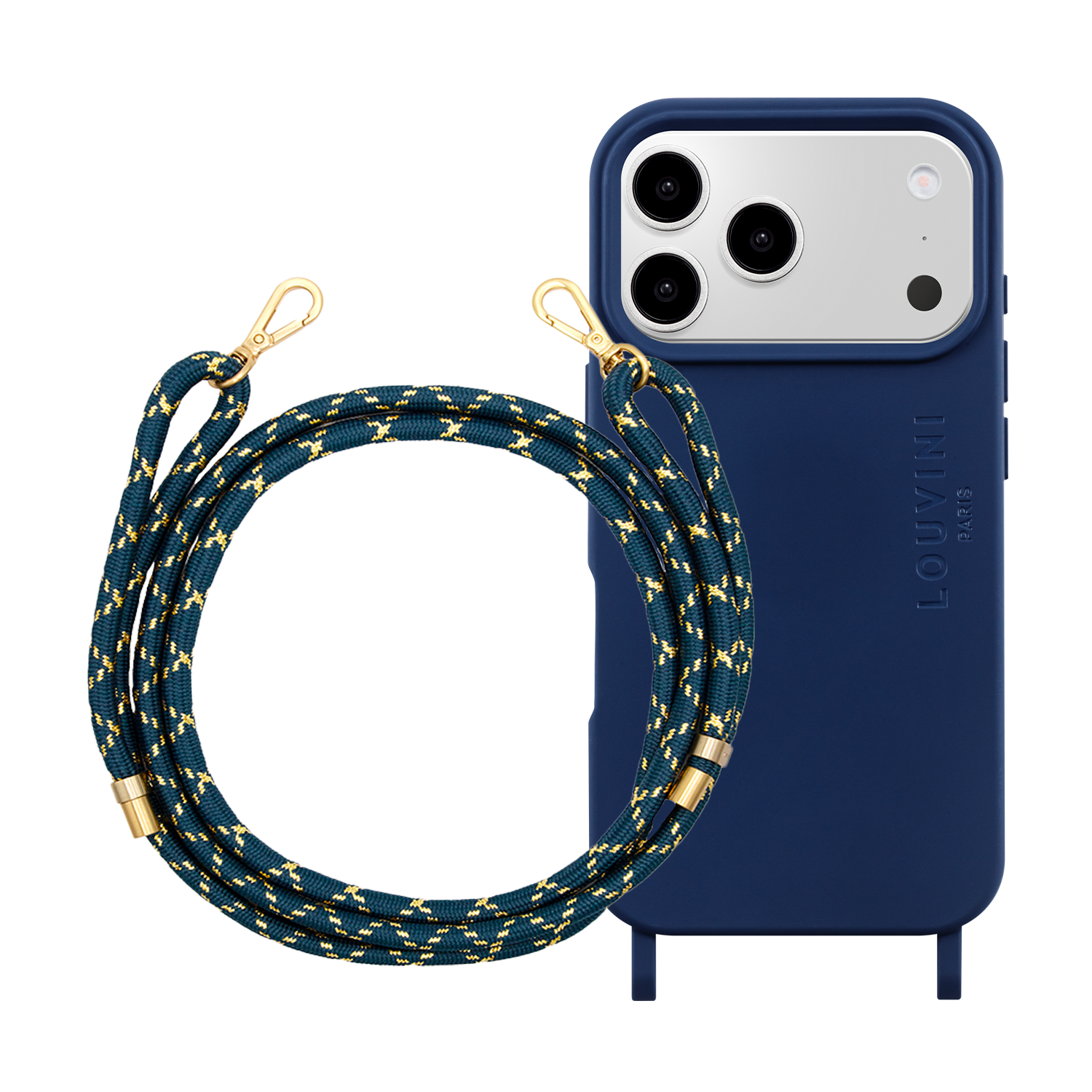 Coque iPhone MagSafe MILO Marine & Cordon TESSA Marine-Doré