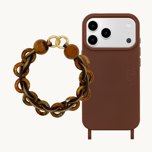 Coque iPhone MagSafe MILO Marron & Bracelet DOLLY Camel