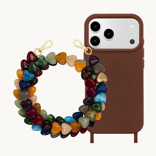 Coque iPhone MagSafe MILO Marron & Chaîne CUORE Multicolore