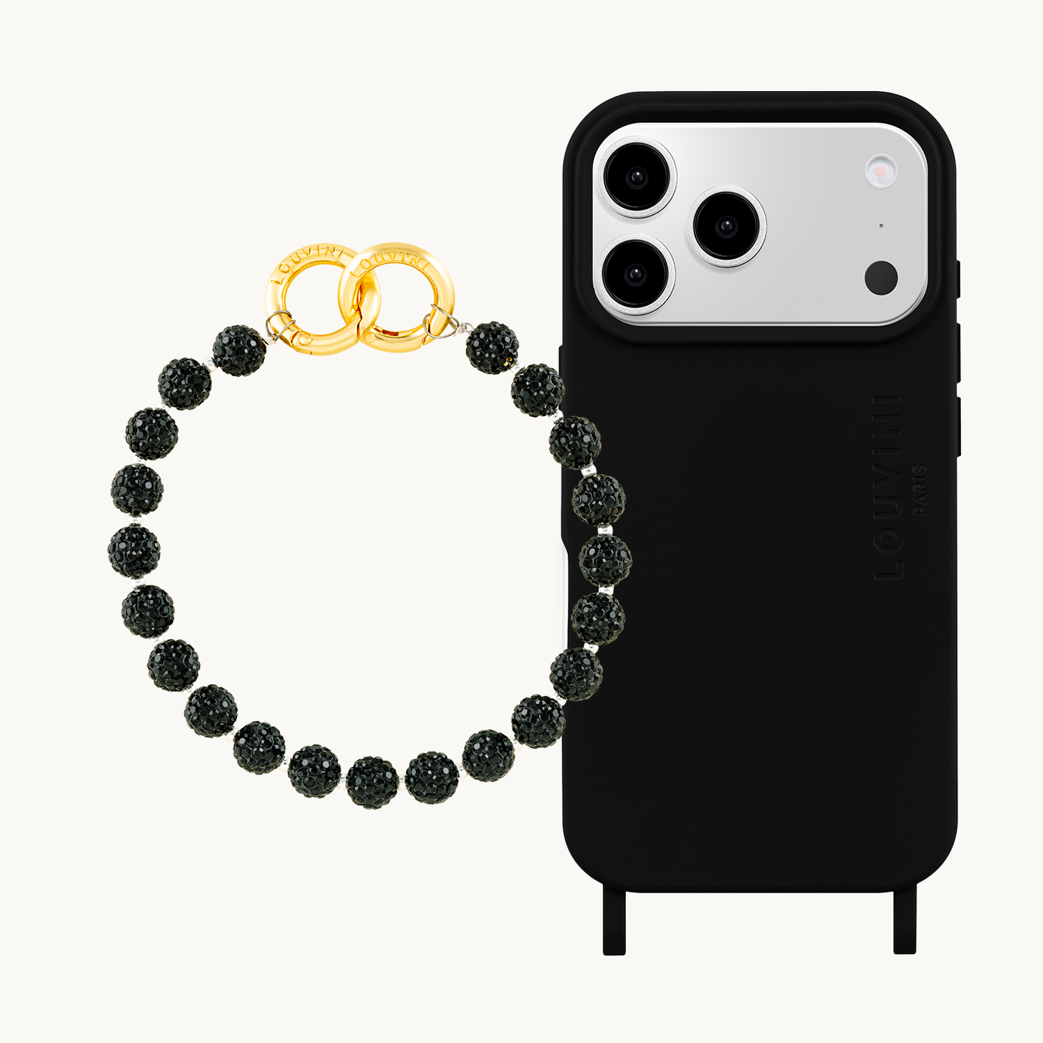 Coque iPhone MagSafe MILO Noir & Bracelet PETIT DAISY Noir