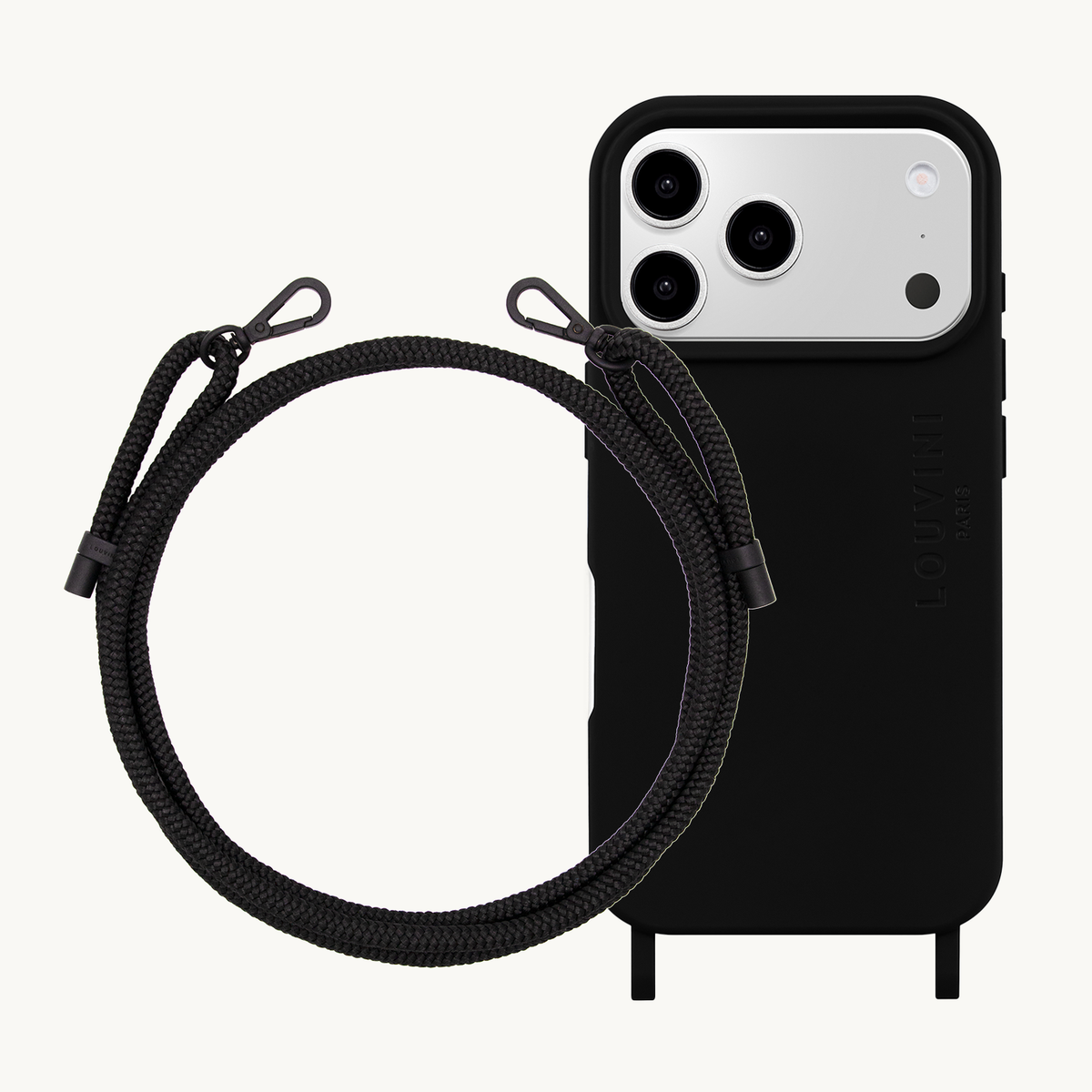 Coque iPhone MagSafe MILO Noir & cordon SAM Noir