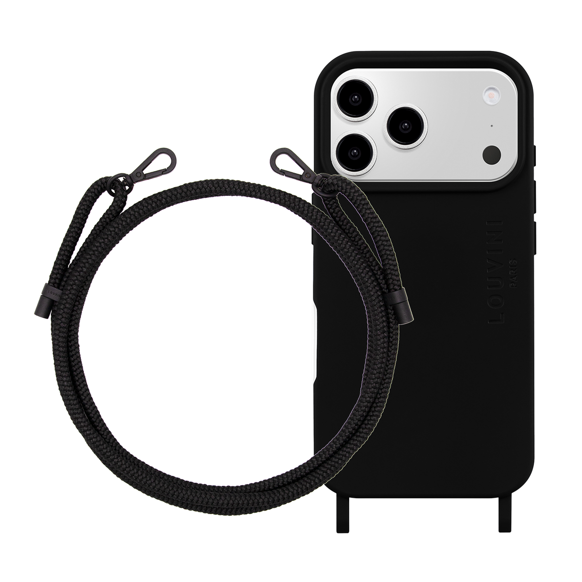 Coque iPhone MagSafe MILO Noir & cordon SAM Noir