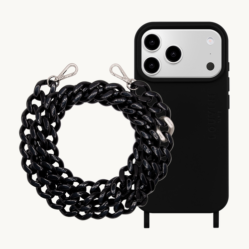 Coque iPhone MagSafe MILO Noir & Chaîne ZOE Argenté Noir
