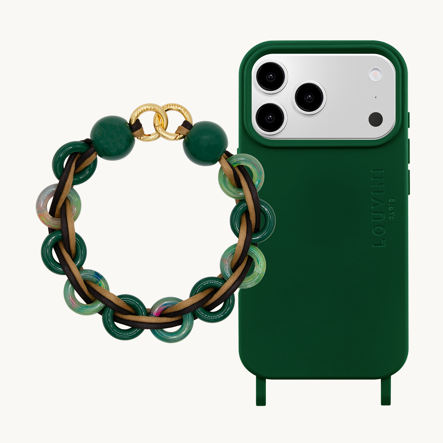 Coque iPhone MagSafe MILO Olive & Bracelet DOLLY Vert-Jade