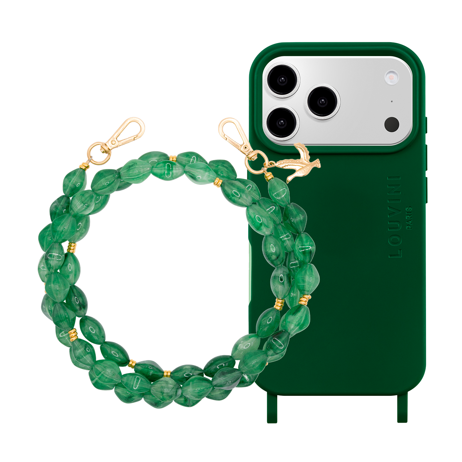 Coque iPhone MILO MagSafe Olive & Chaîne RITA Vert