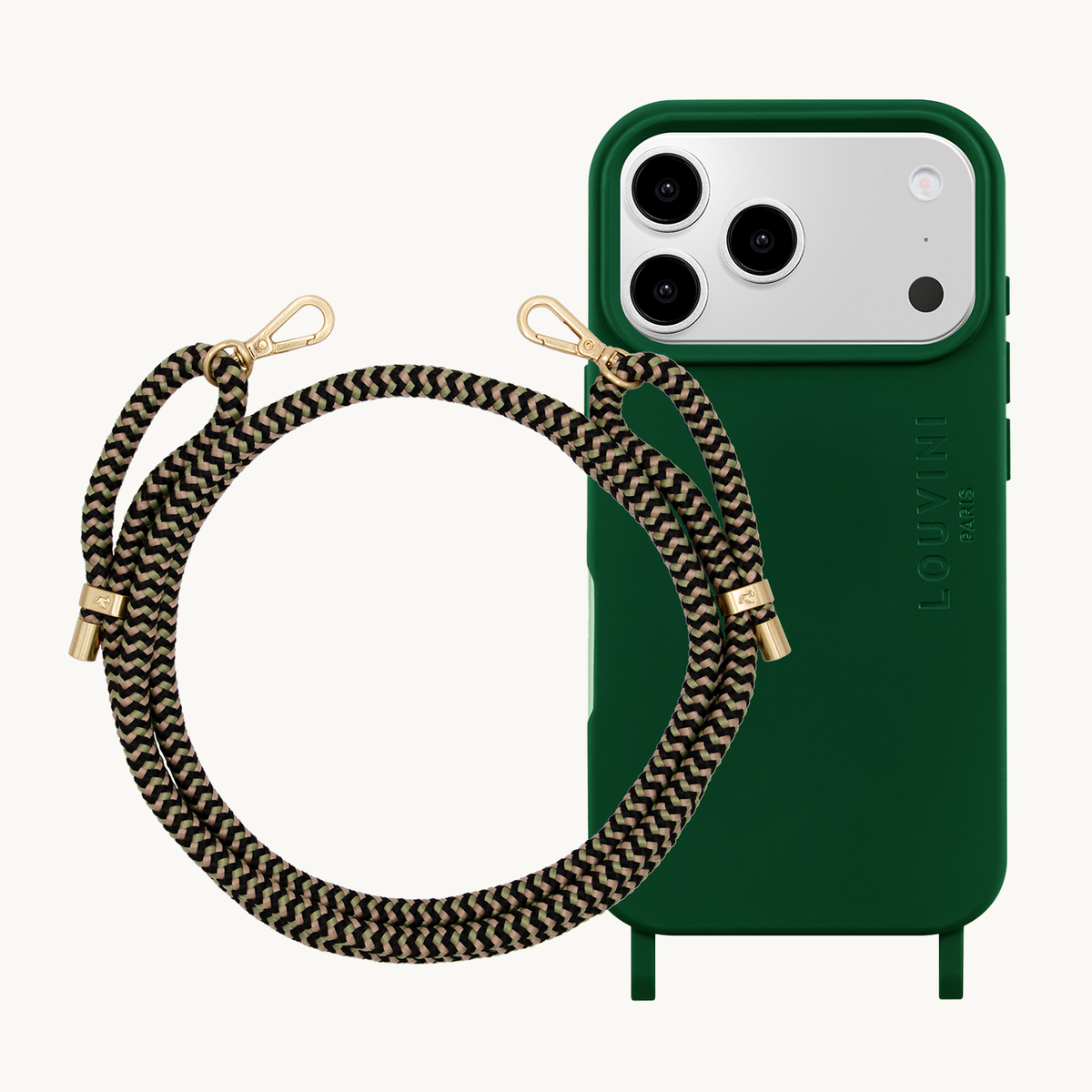 Coque iPhone MagSafe MILO Olive & Cordon TESSA Noir-Vert