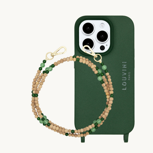 Coque Milo iPhone Olive & chaîne Arielle Turquoise