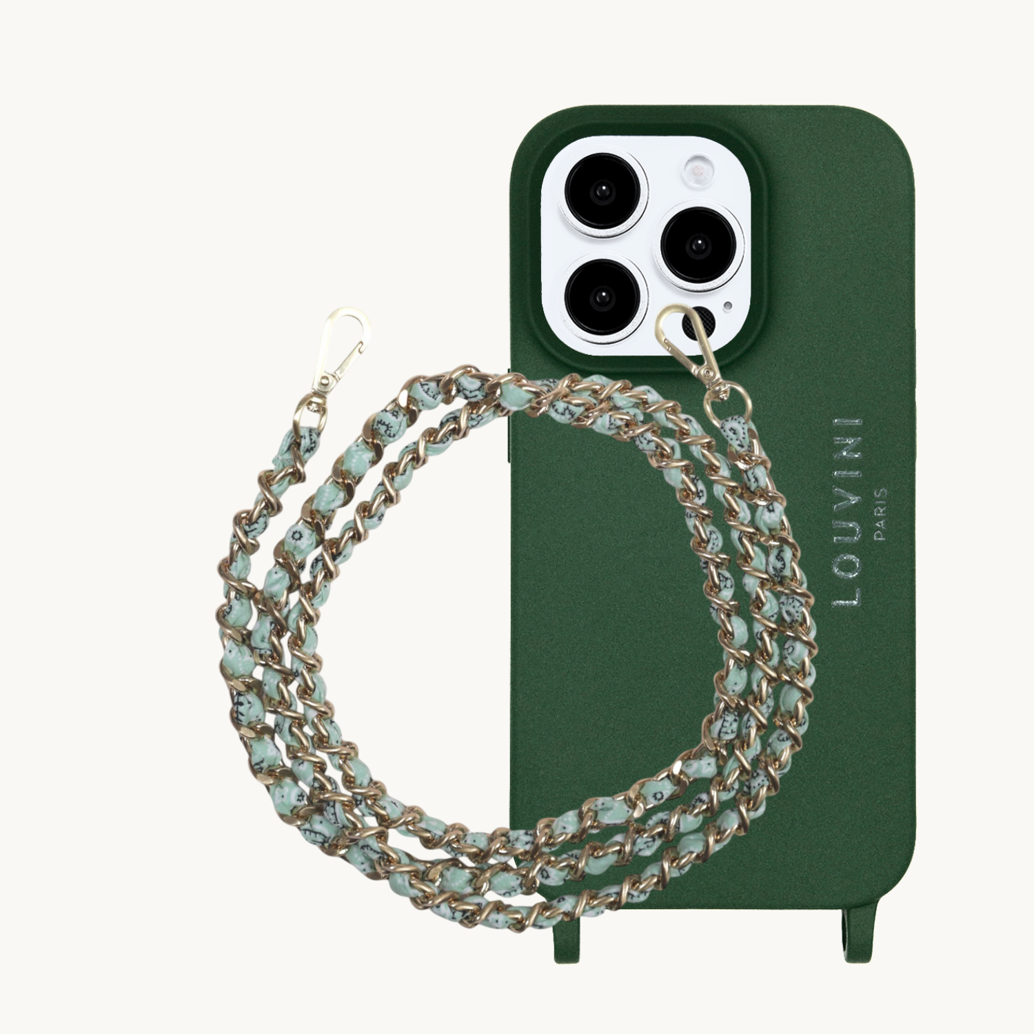 Coque Milo iPhone Olive & chaîne Bonnie Vert