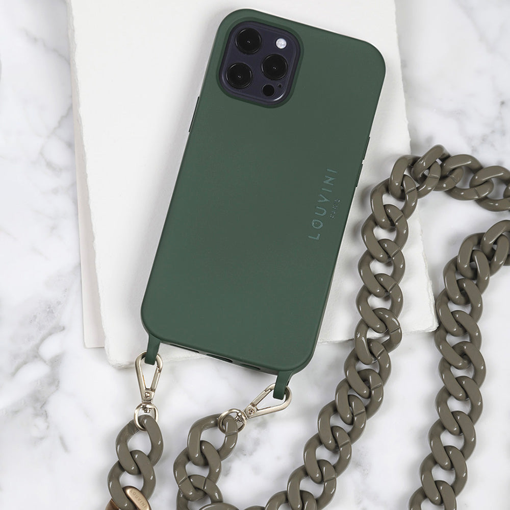 Coque iPhone MagSafe avec anneaux vert olive