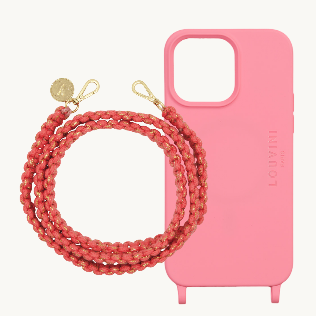 Coque Milo iPhone Rose & cordon Palma Rose