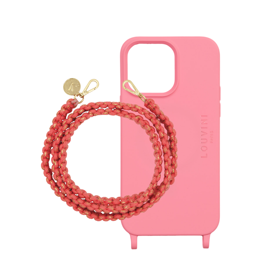 Coque Milo iPhone Rose & cordon Palma Rose